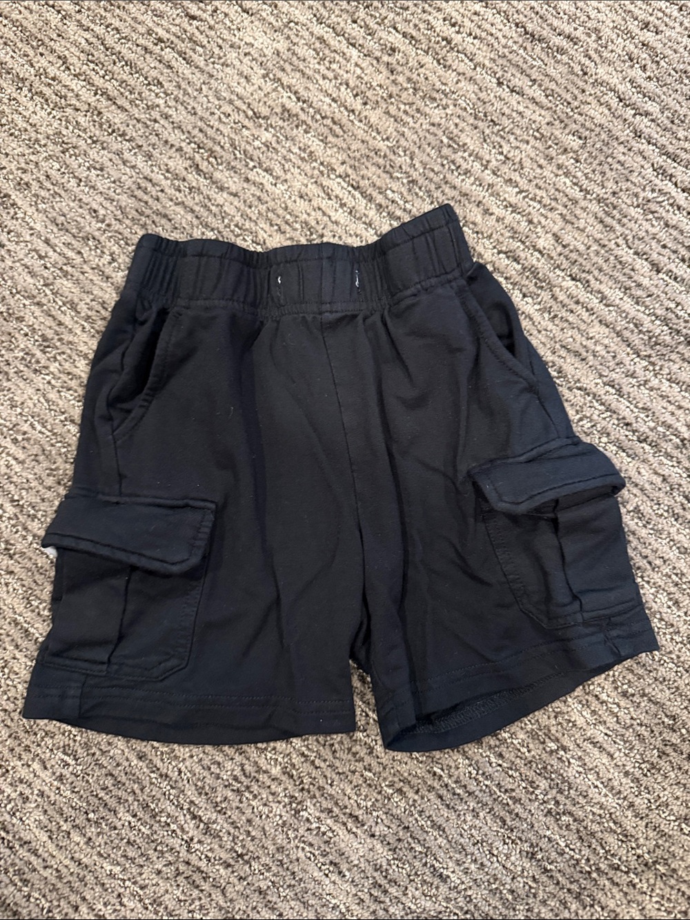 George Hats Black Cargo Shorts with Elastic Waistband
